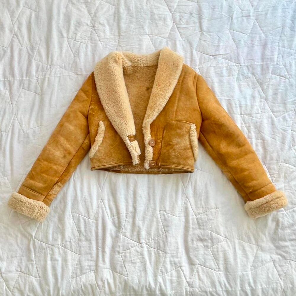 Vintage Tan Shearling Leather Jacket
